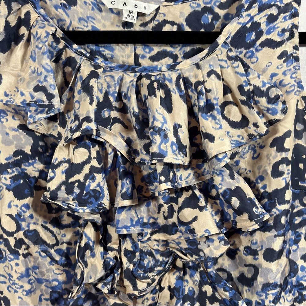 Cabi silk sleeveless cascading ruffle top - Picture 8 of 16